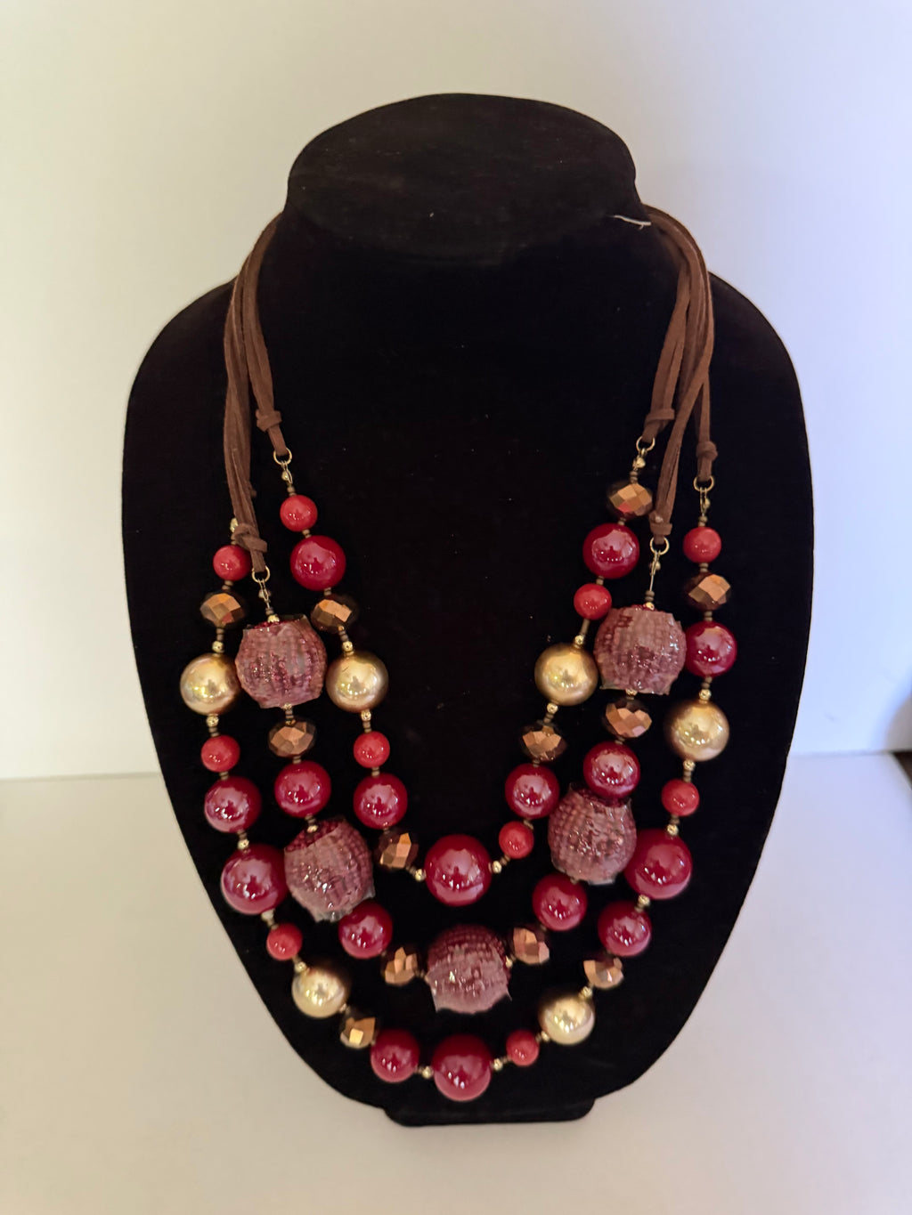 Crimson & Gold Cascade Statement Necklace
