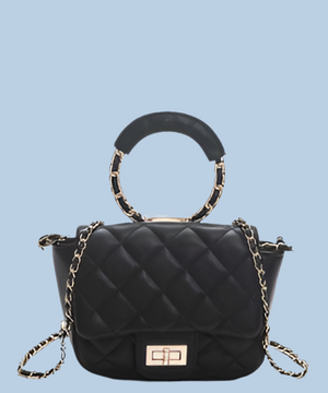 Top Handle Quilted Iconic Shoulder Bag  BLACK