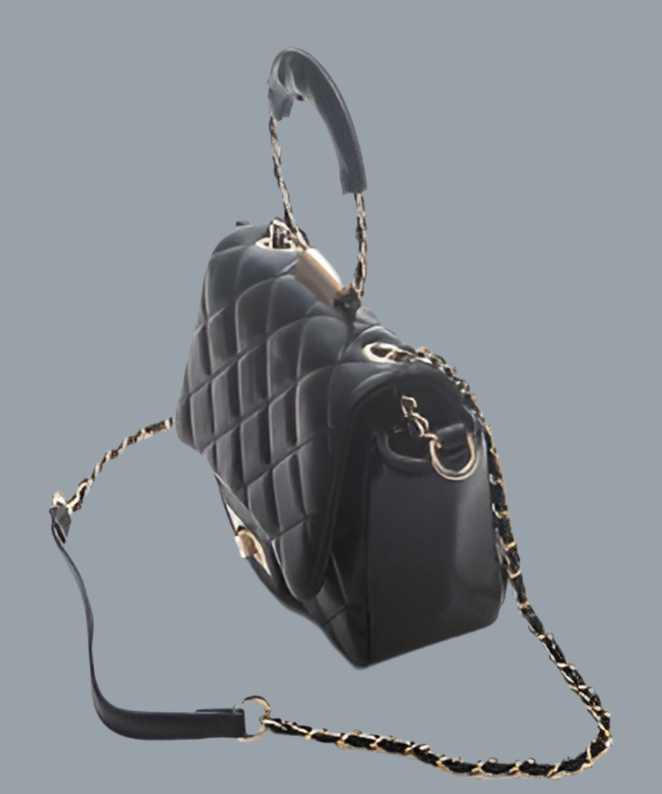 Top Handle Quilted Iconic Shoulder Bag  BLACK