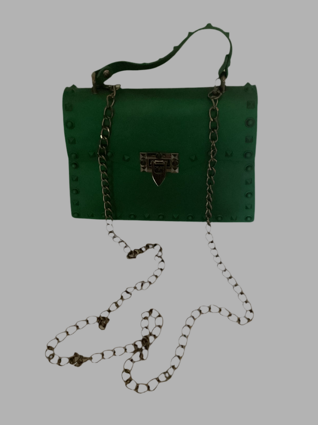 “Emerald Edge Studded Satchel”