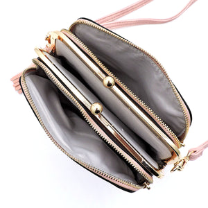 Leather Crossbody Kiss Lock Bag