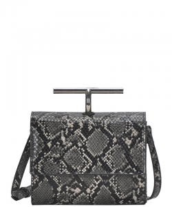 Fashion Faux Snakeskin Crossbody Bag BGS- BLACK