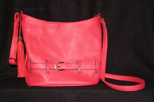 Fashion Belted Bucket Crossbody Bag Red