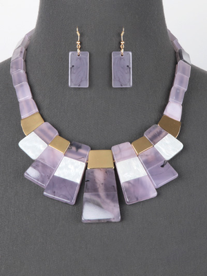 MARBLED FASHION BIB NECKLACE SET I