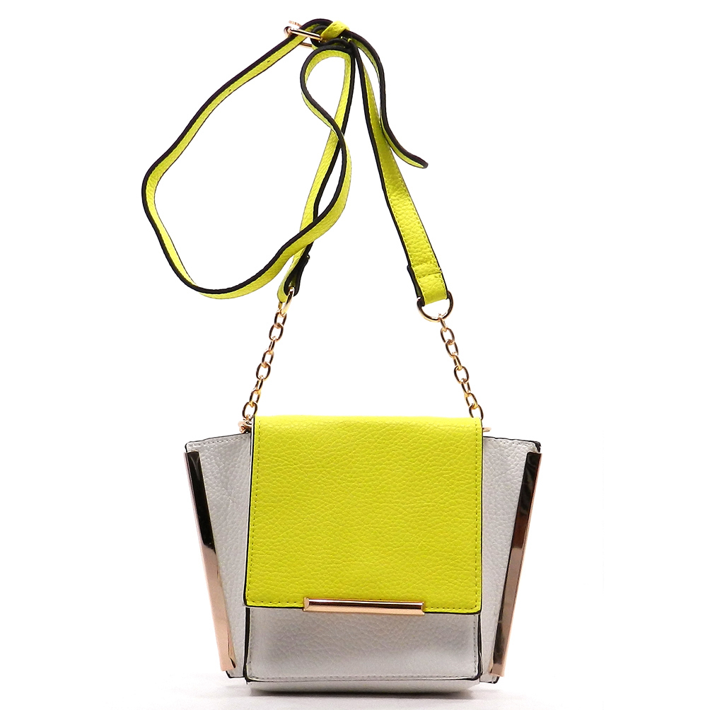 Colorblock Crossbody Bag White/Yellow