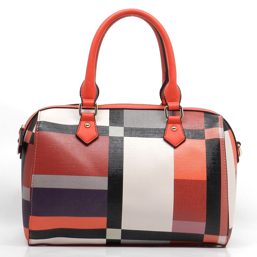 Geometric Check Boston Bag